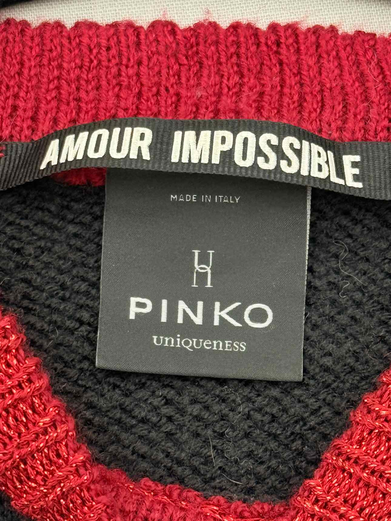 PINKO Black, Red & White Size Small Knee Length Dress