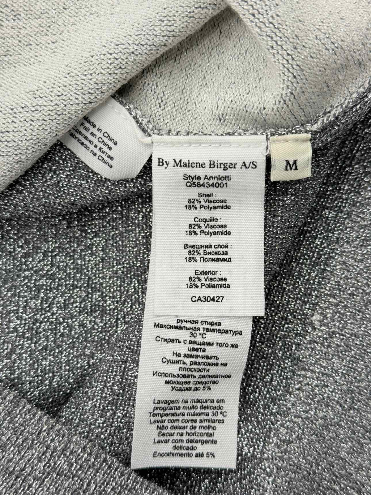 BY MALENE BIRGER Grey Lurex Size Medium Sweater