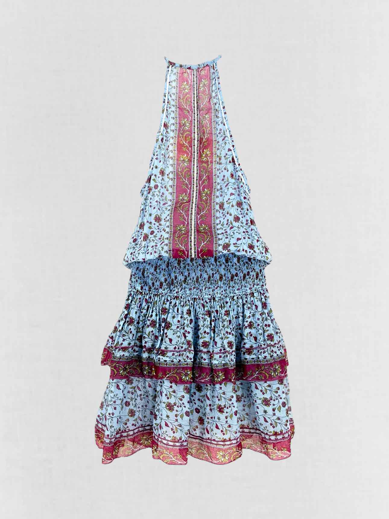 POUTTE ST BARTH Blue & Burgundy Size Large Short Dress