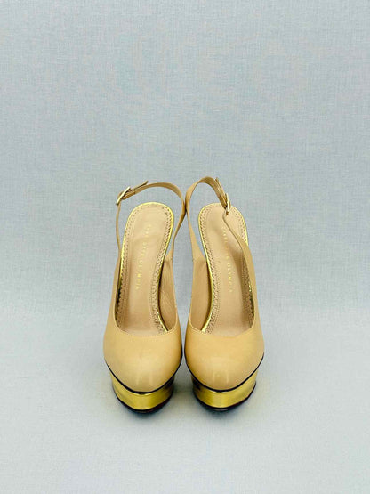 CHARLOTTE OLYMPIA Beige & Gold Size EU 41 Slingbacks