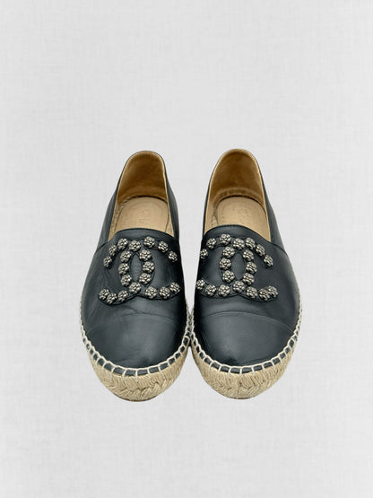 CHANEL Espadrille Black Size EU 38 Flats