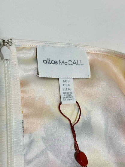 ALICE MCCALL Yellow & Beige Floral Size US 4 Midi Dress