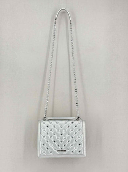 LOVE MOSCHINO Metallic Silver Quilted Shoulder Bag