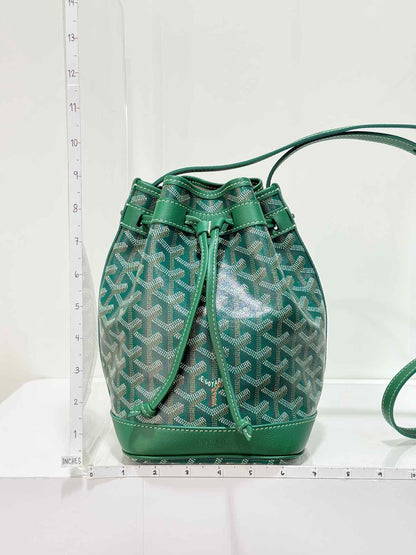 GOYARD Petit Flot Green Goyardine Chevron Bucket Bag