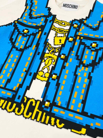 MOSCHINO COUTURE White, Blue & Yellow T-Shirt Dress