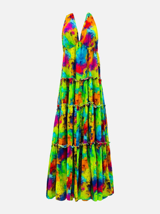 VILEBREQUIN Maxi Green Multicolor Tie-dye Long Dress