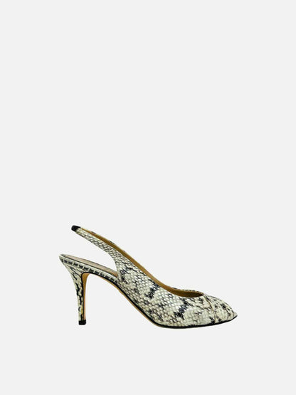 FENDI Watersnake Cream & Brown Slingbacks 39