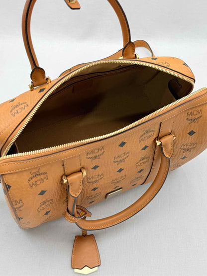 MCM Boston Brown Monogram Top Handle