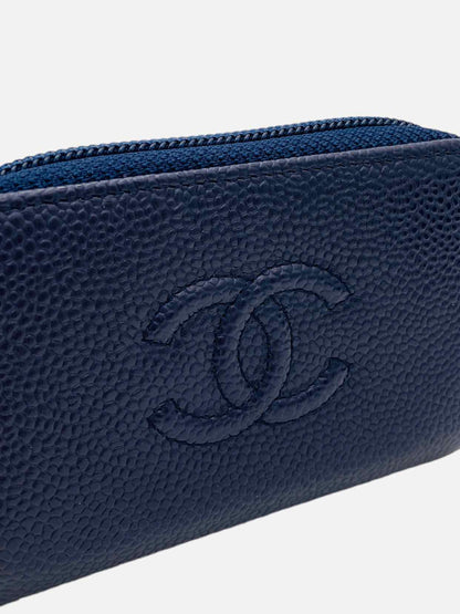 CHANEL CC Timeless Navy Blue Compact Wallet
