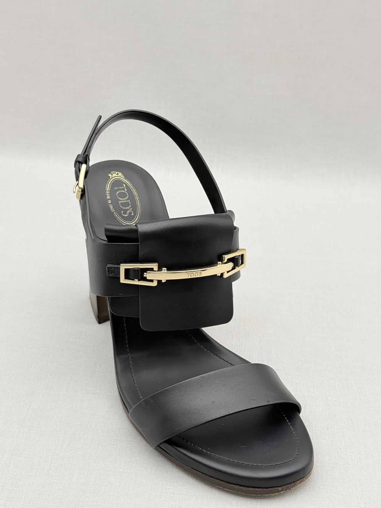 TOD'S Black Size EU 38.5 Heeled Sandals