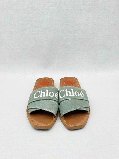 CHLOE Woody Green Logo Size EU 40 Sandals