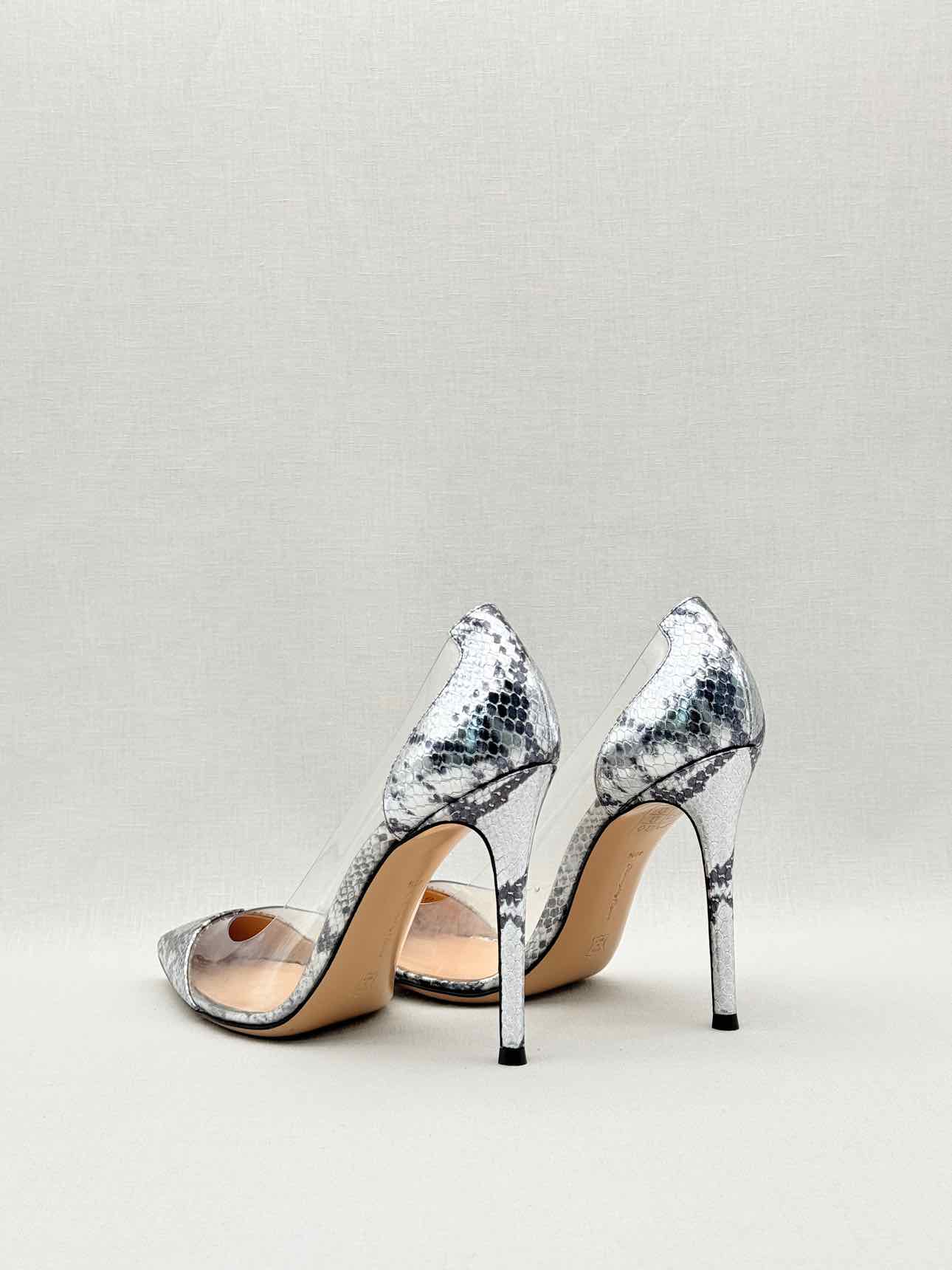 GIANVITO ROSSI Plexi Snakeskin Print Size EU 40.5 Pumps