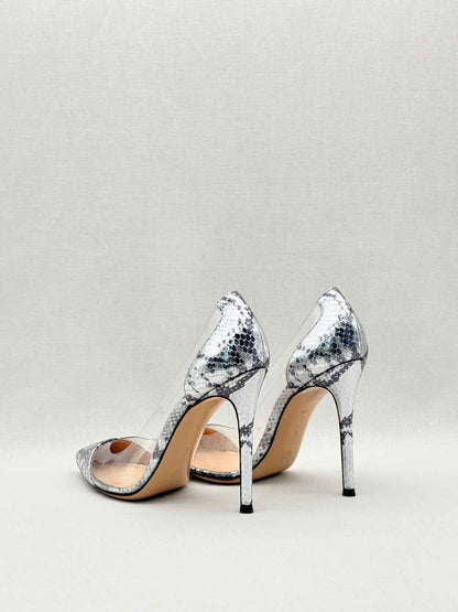 GIANVITO ROSSI Plexi Snakeskin Print Size EU 40.5 Pumps