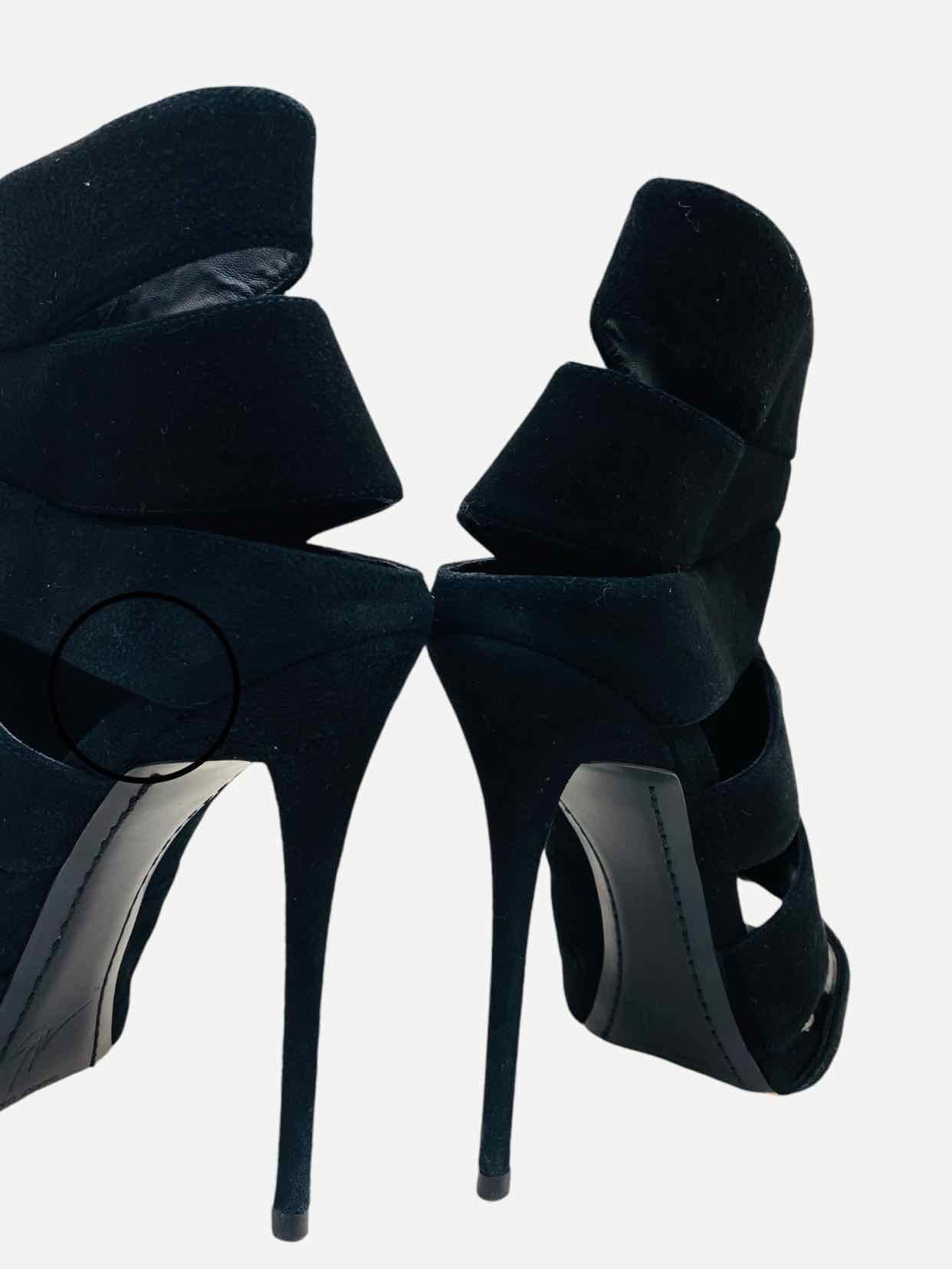 GUISEPPE ZANOTTI Cutout Black Heeled Sandals 39