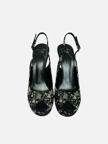 GUISEPPE ZANOTTI Black & Beige Size EU 41 Slingbacks