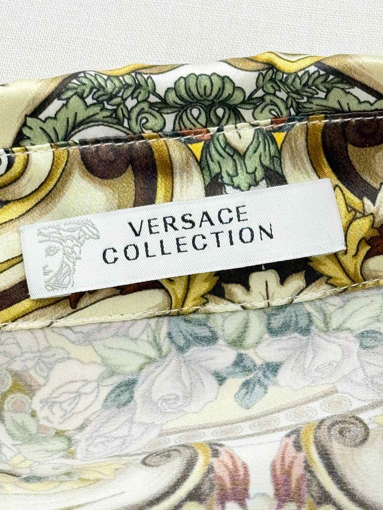 VERSACE Gold Multicolor Baroque Print Size US 6 Shirt