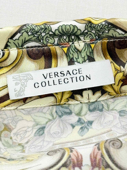 VERSACE Gold Multicolor Baroque Print Size US 6 Shirt