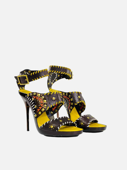 JIMMY CHOO Brown & Yellow Size EU 40 Heeled Sandals
