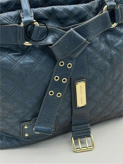 MARC JACOBS Bruna Metallic Blue Quilted Tote Bag