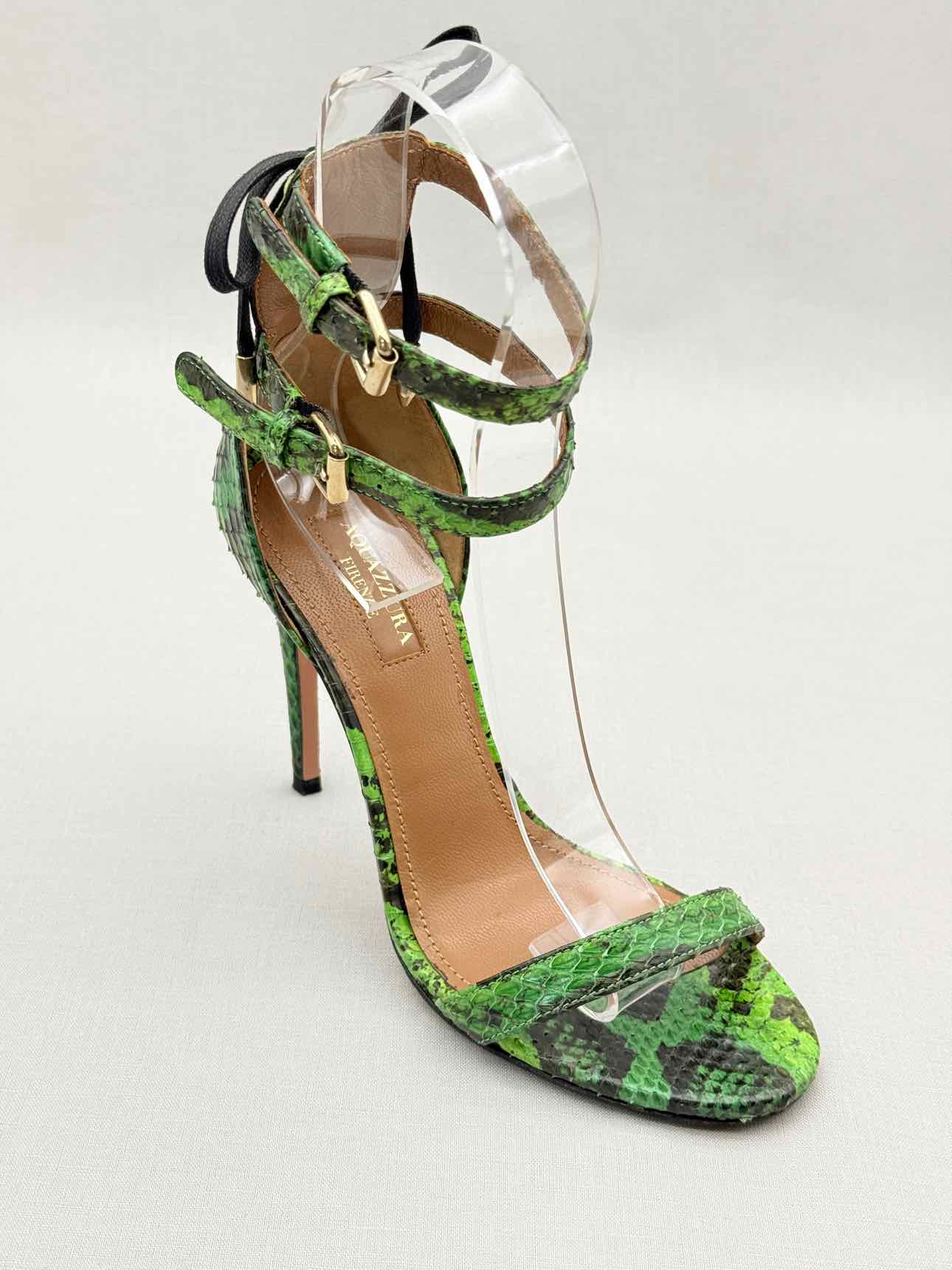 AQUAZZURA Green & Black Size EU 35 Heeled Sandals