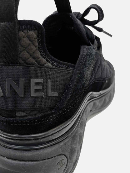 CHANEL Black Quilted Sneakers