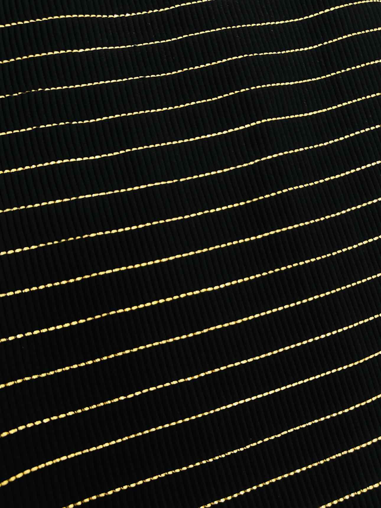 ESCADA Shift Black & Gold Stripe Long Dress