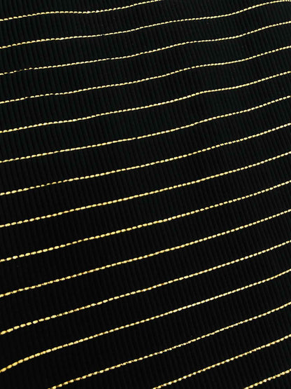 ESCADA Shift Black & Gold Stripe Long Dress