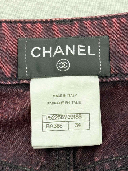CHANEL Burgundy & Black Washed Size 25 Jeans