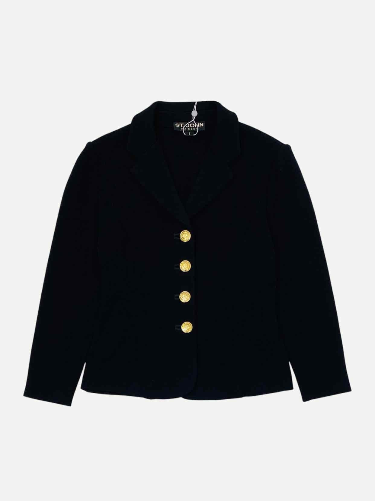 ST. JOHN BASICS Single Breasted Black Jacket