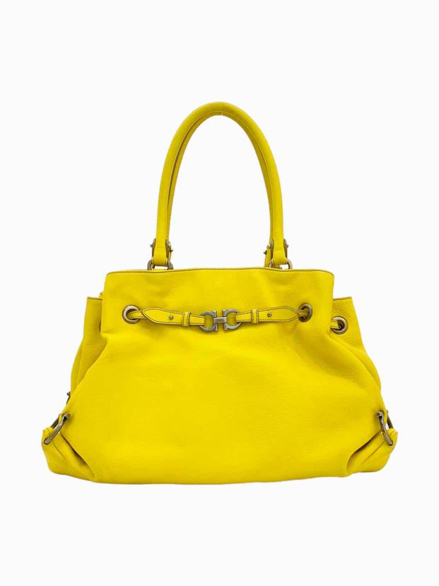 SALVATORE FERRAGAMO Gancini Yellow Tote Bag