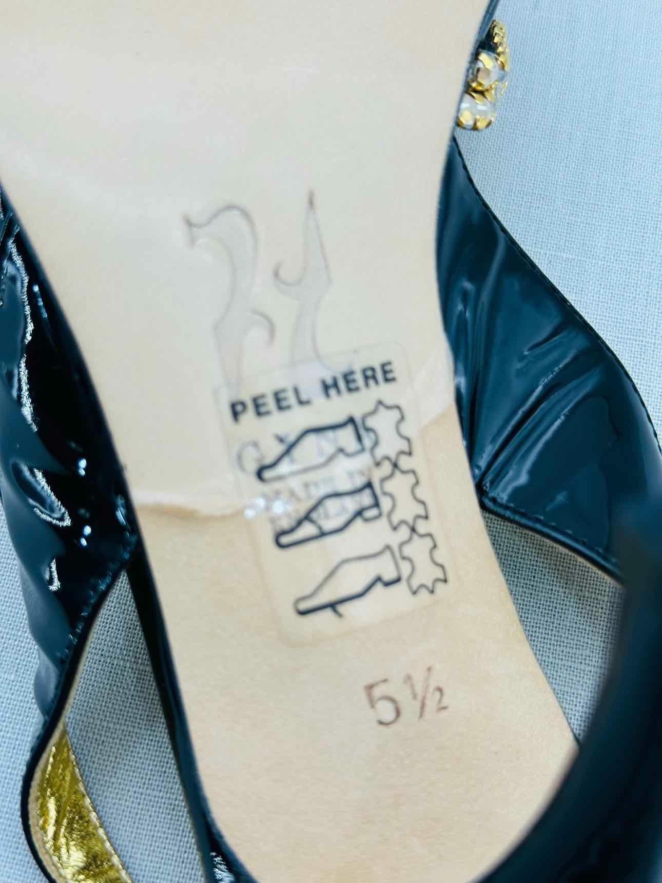 GINA Black & Gold Size EU 38.5 Heeled Sandals