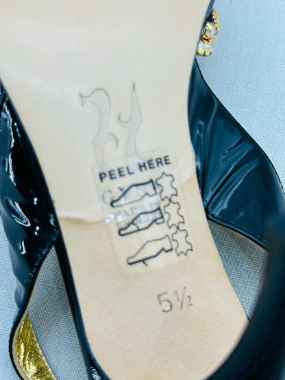 GINA Black & Gold Size EU 38.5 Heeled Sandals