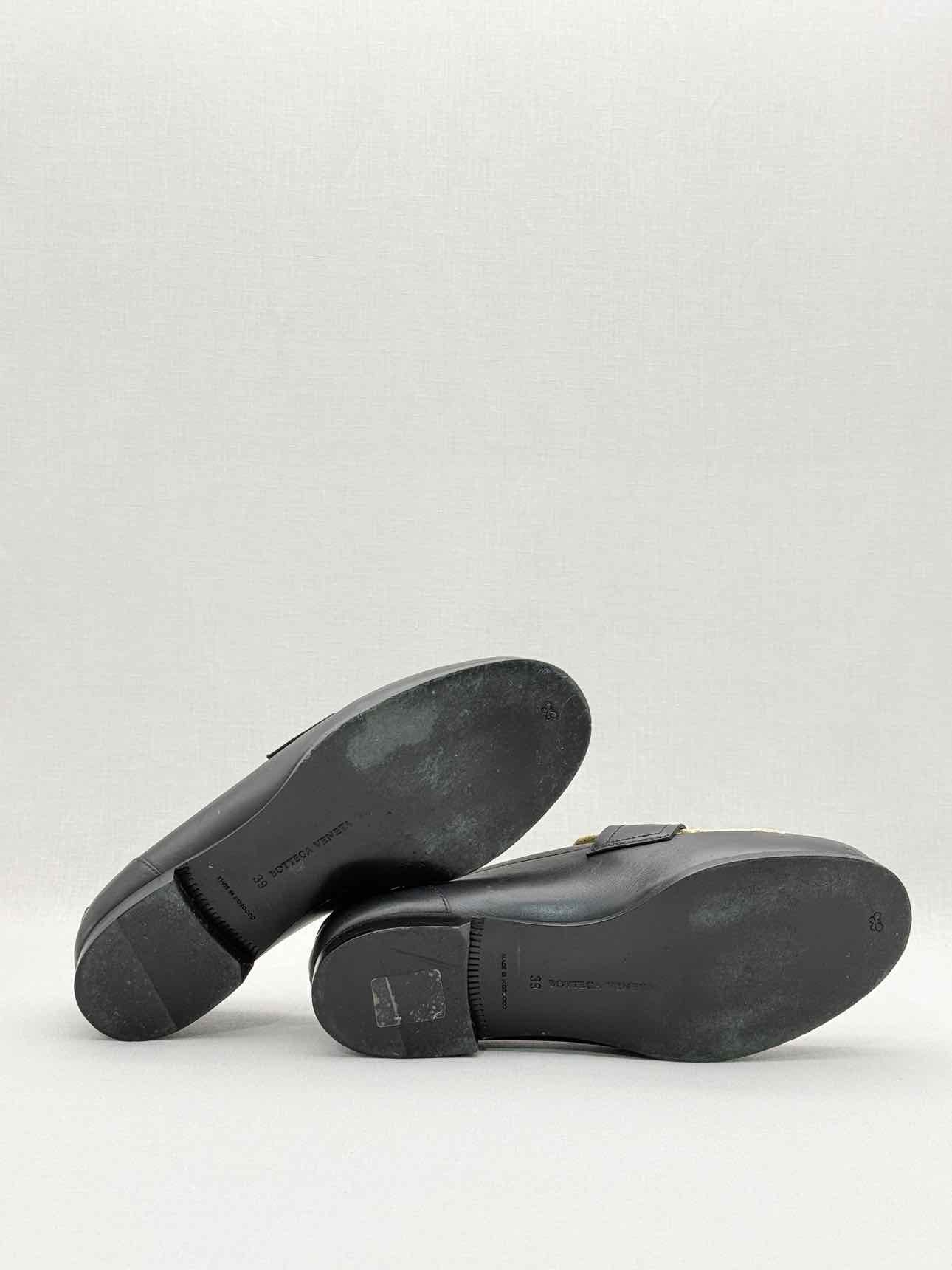 BOTTEGA VENETA Black & Beige Woven Size EU 39 Loafers