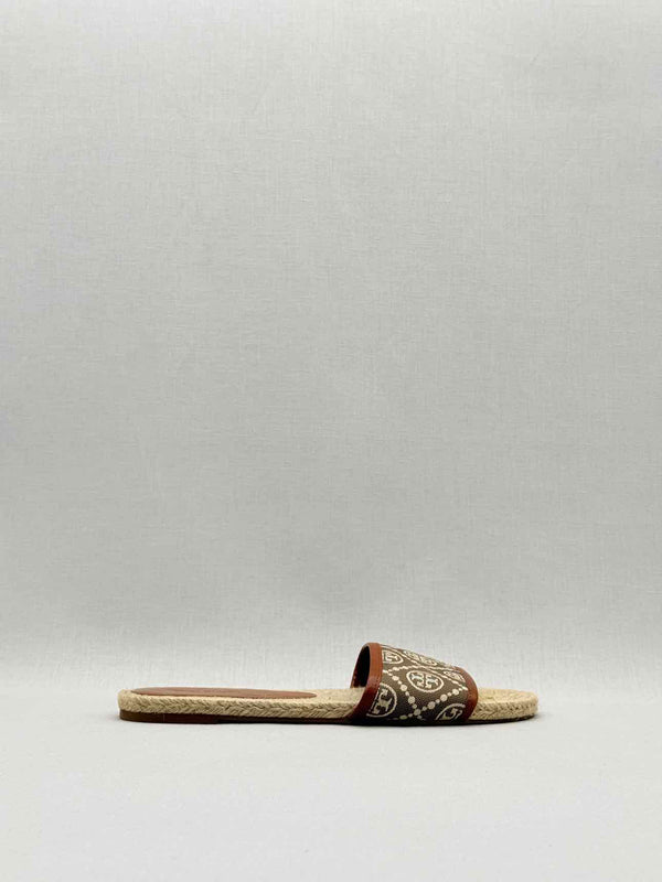 TORY BURCH Beige & Brown Size EU 39 Slides