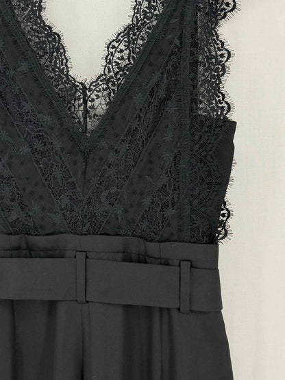 SANDRO Alexis Black Lace Detail Size US 6 Jumpsuit