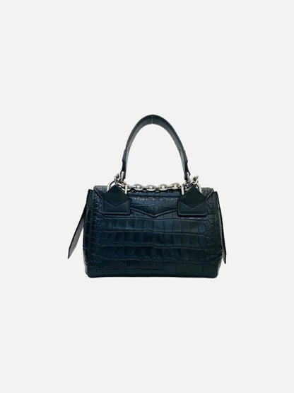 GIVENCHY ID Flap Black Croc Embossed Shoulder Bag