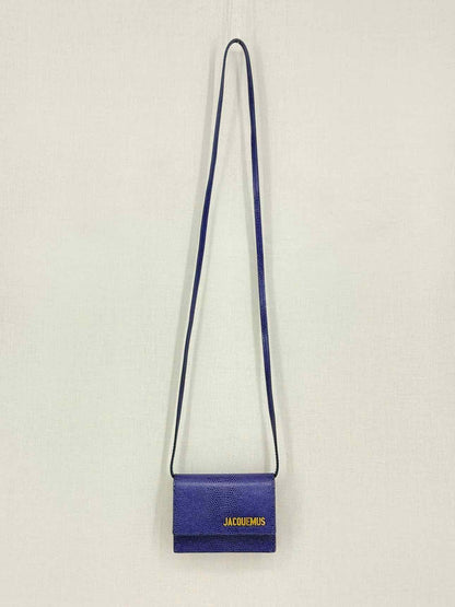 JACQUEMUS Mini Le Bello Blue Lizard Embossed Crossbody