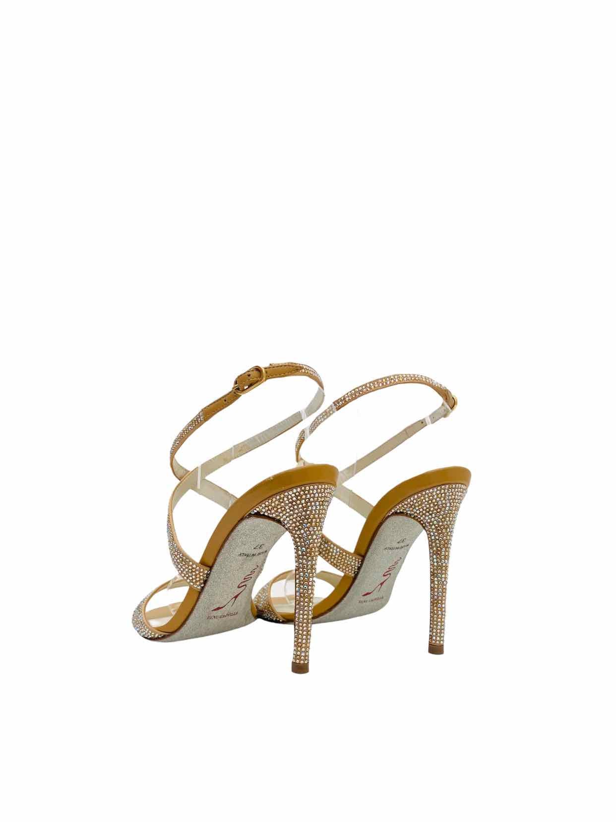 RENE CAOVILLA Beige Embellished Heeled Sandals