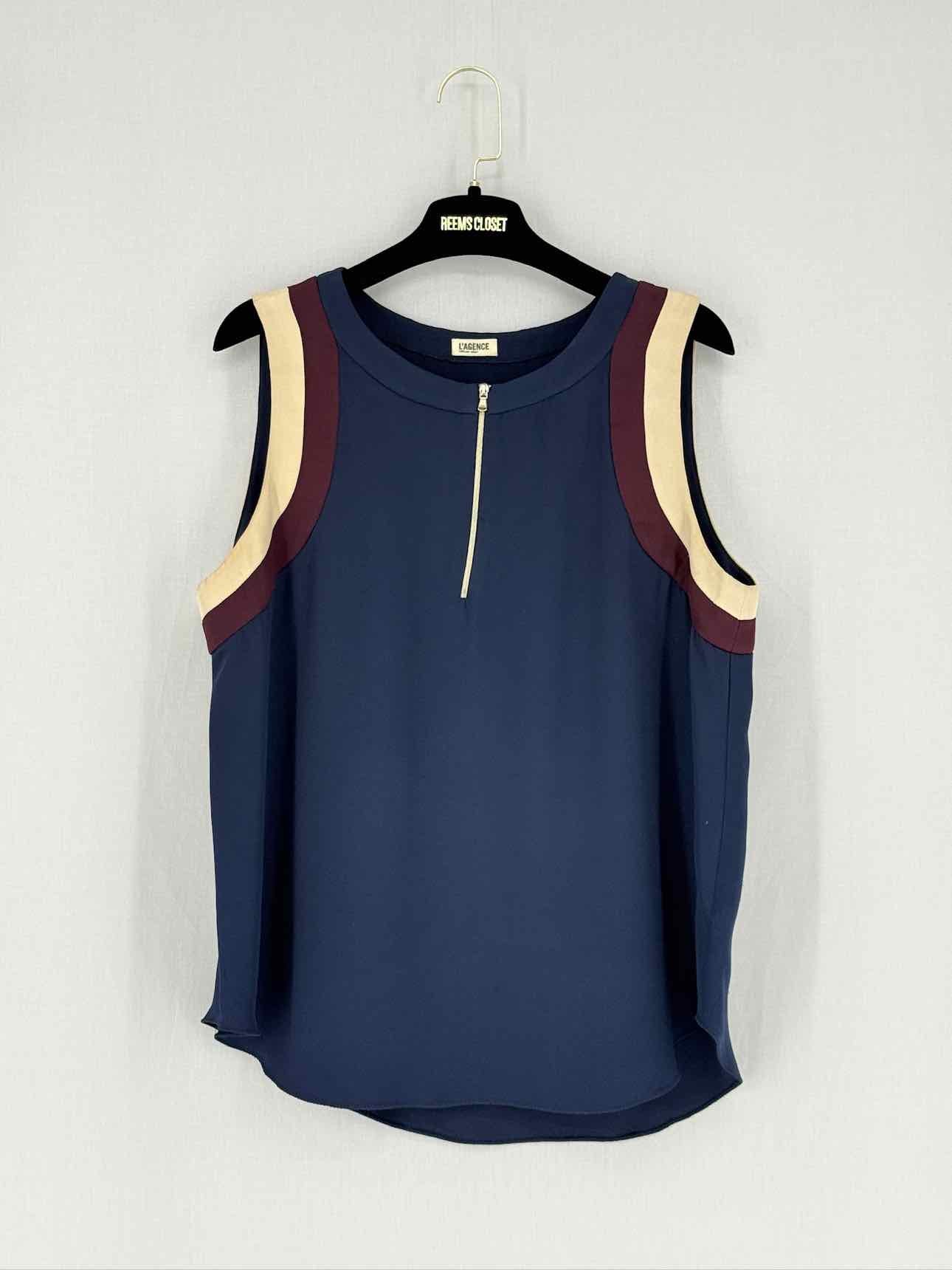 L'AGENCE Navy Blue & Beige Size US 10 Top