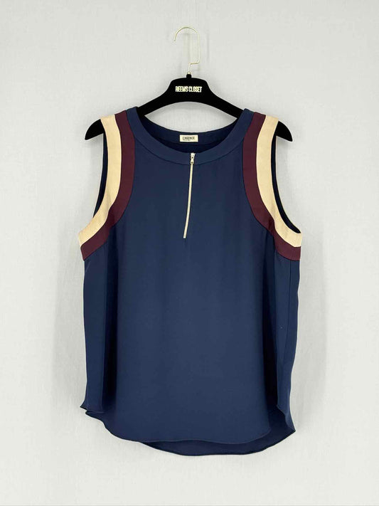 L'AGENCE Navy Blue & Beige Size US 10 Top