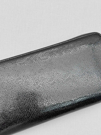 CHRISTIAN LOUBOUTIN Black Pebbled Continental Wallet