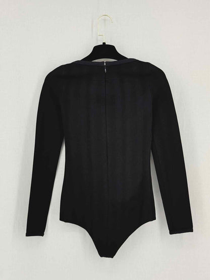 GIVENCHY Black Ribbed Size US 2 Body Top