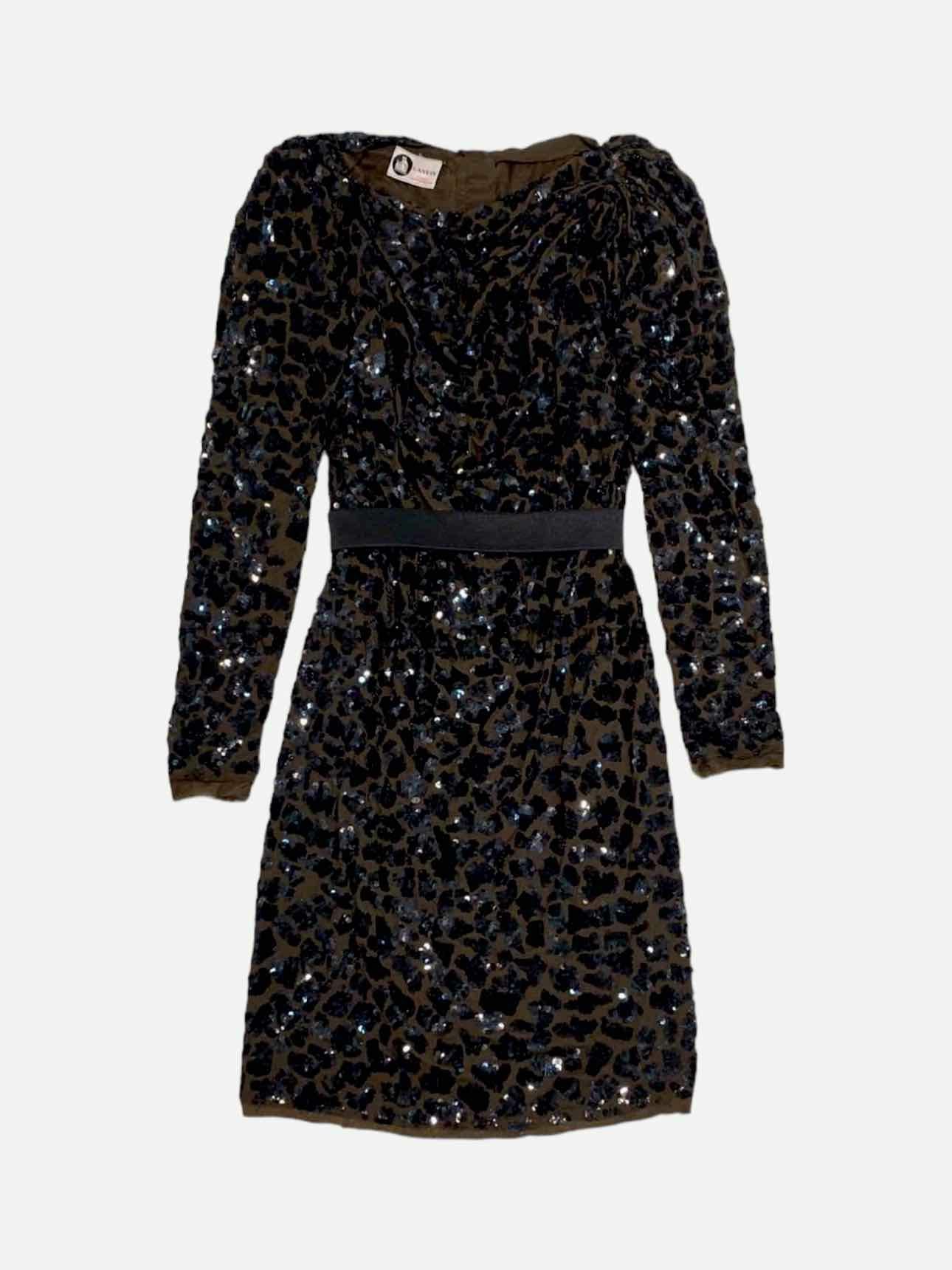 LANVIN Belted Brown Size Small Knee Length Dress