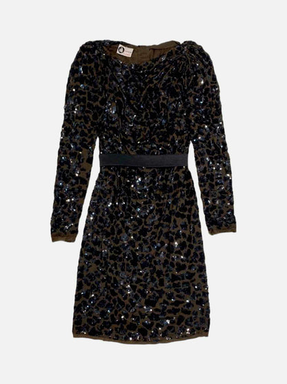 LANVIN Belted Brown Size Small Knee Length Dress