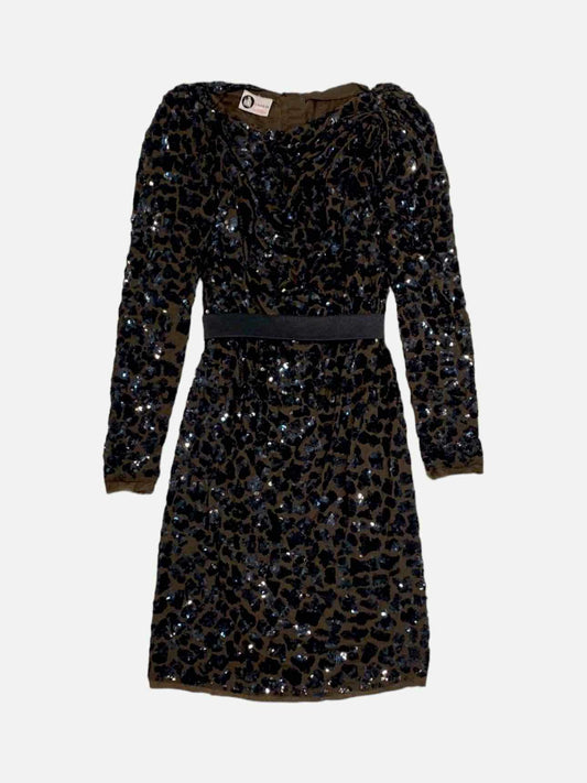 LANVIN Belted Brown Size Small Knee Length Dress