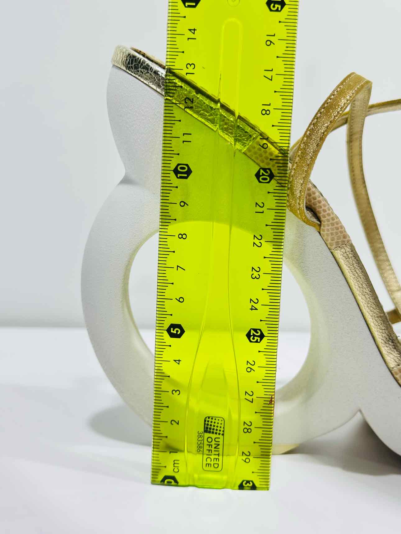 LOUIS VUITTON Gold & White Size EU 38.5 Heeled Sandals