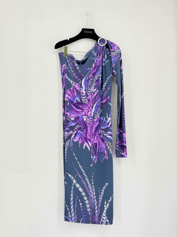 JUST CAVALLI Blue & Purple Size US 8 Midi Dress