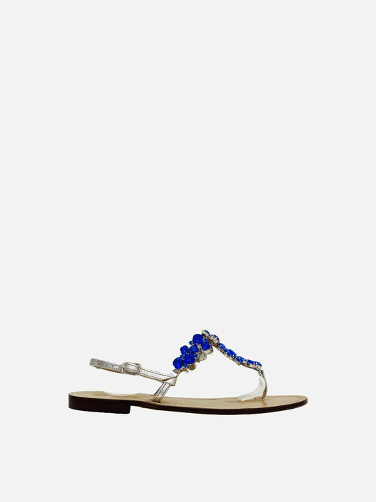 DA COSTANZO Thong Silver & Blue Sandals