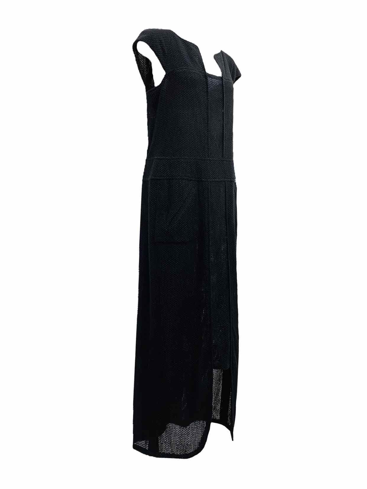 CHANEL Sheath Black Textured Long Dress