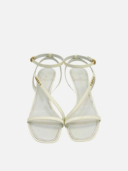 LOUIS VUITTON Signature White Heeled Sandals 38